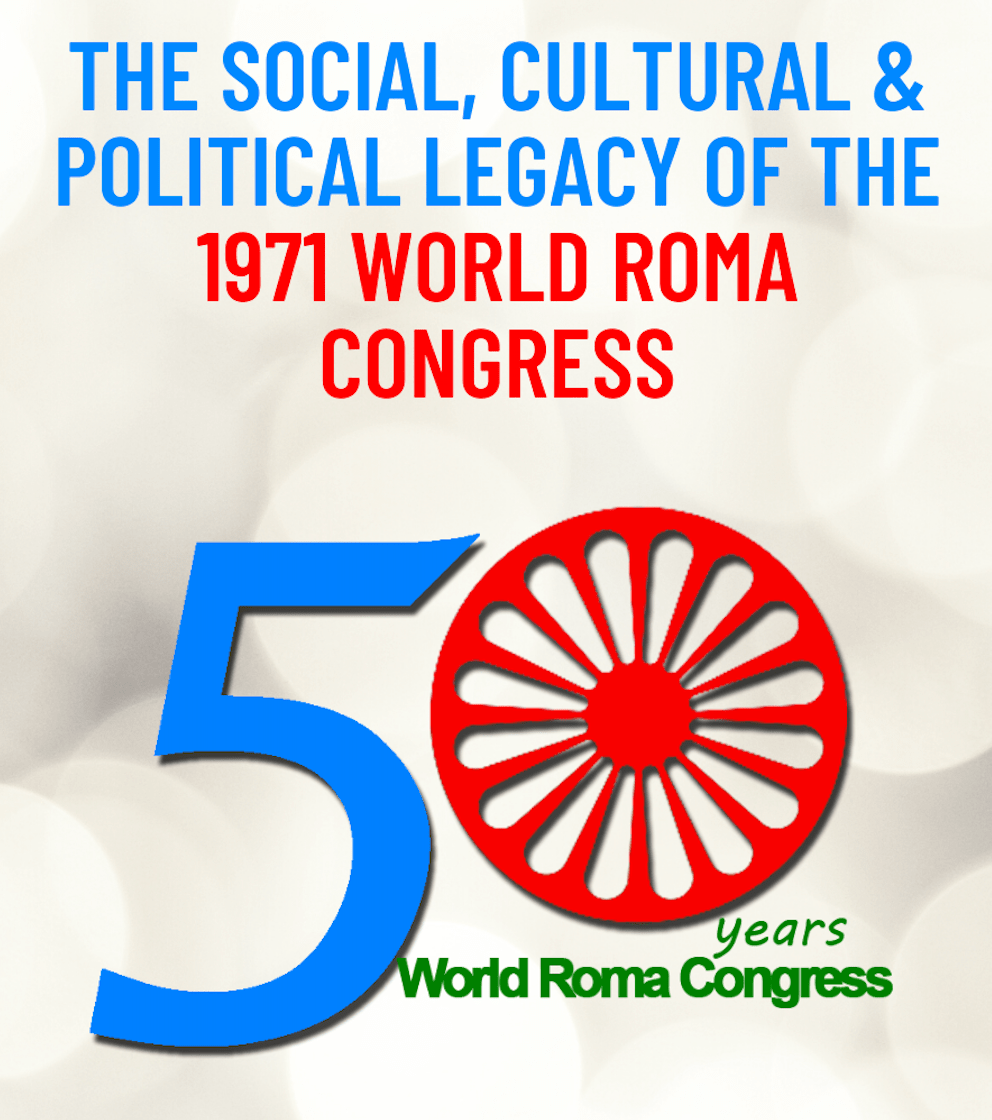 Graphic recognizing the 50th anniversary for the World Roma Congress