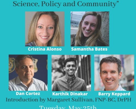Event flyer with headshots and names of speakers