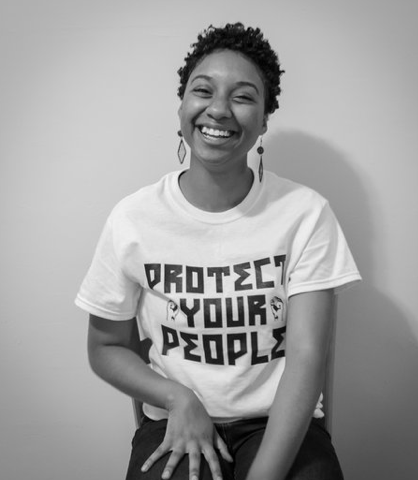 Ayana Aubourg black and white portrait.