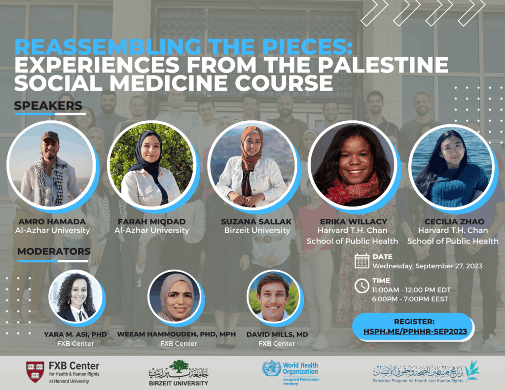 Reassembling the pieces: Experiences from the Palestine Social Medicine Course flier
