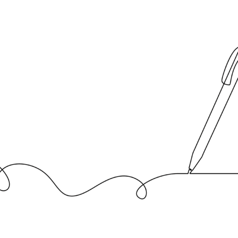 One continuous black line drawing of pen writing wave thin stroke against white background.
