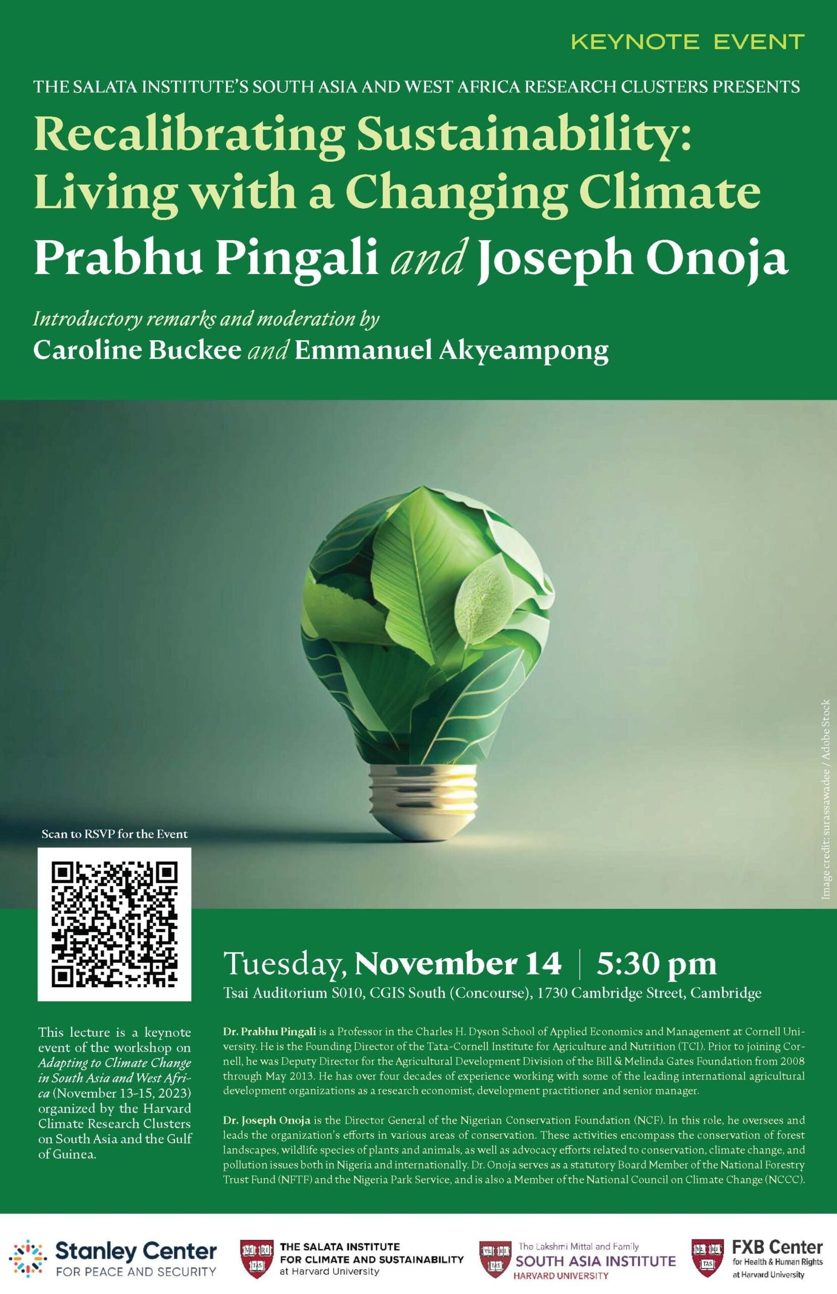 Recalibrating Sustainability: Living with a Changing Climate with Prabhu Pingali and Joseph Onoja