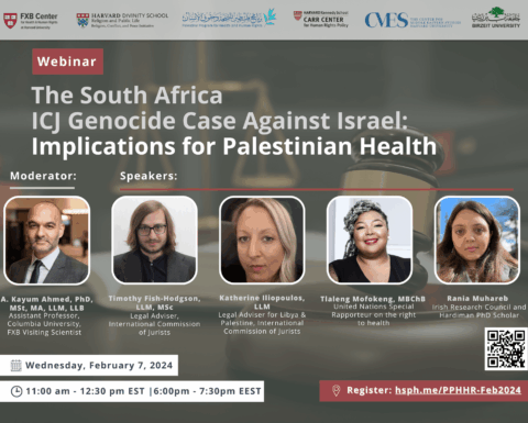 Webinar: The South Africa ICJ Genocide Case Against Israel: Implications for Palestinian Health