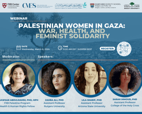Webinar Flier: Palestinian Women in Gaza: War, Health and Feminist Soldarity.