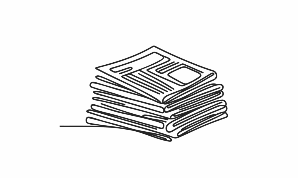 One line drawing of a stack of news newspapers