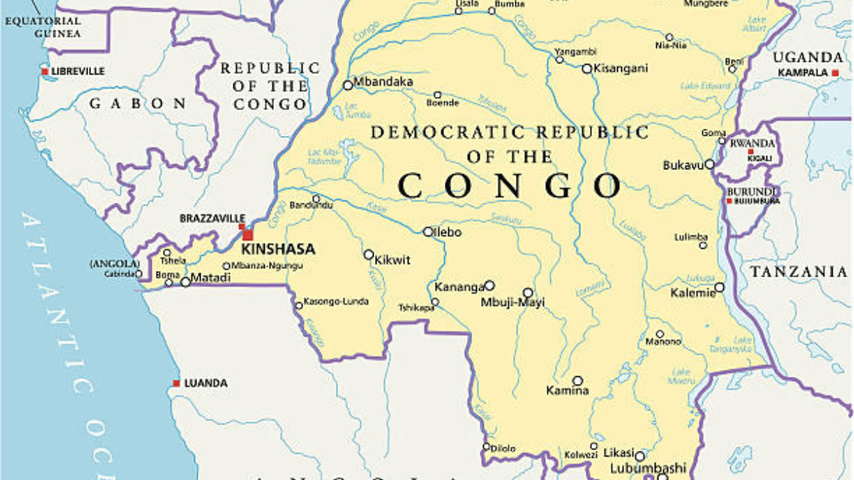 Map of the Democratic Republic of the Congo.