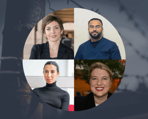 Headshots of Sherene Seikaly, PhD; Abdulwhhab Abu Alamrain, MD; Aseel Aburass, MA; Elisa von Joeden-Forgey, PhD.