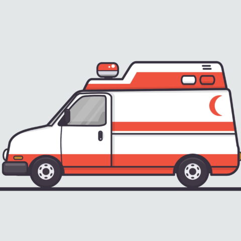 Graphic of Red Crescent ambulance. Credit: Ozant / Shutterstock