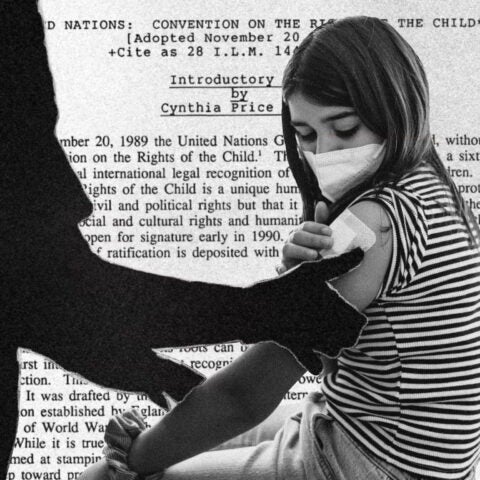 ‘The right to healthcare is critical and it’s very much under threat in the United States right now for children, and for adults.’ Composite: The Guardian/Getty Images/Cambridge University Press
