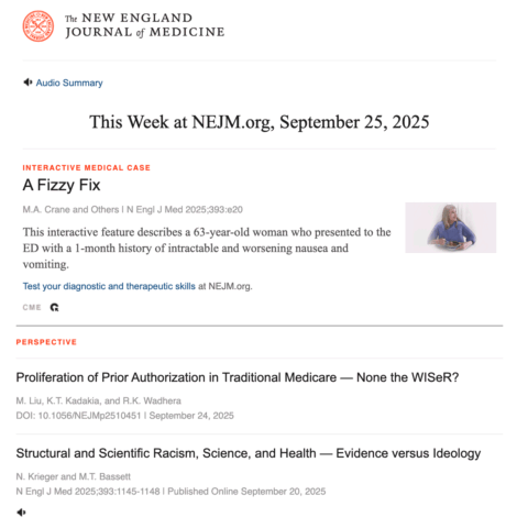 Cover of The New England Journal of Medicine - week of September 25, 2025
