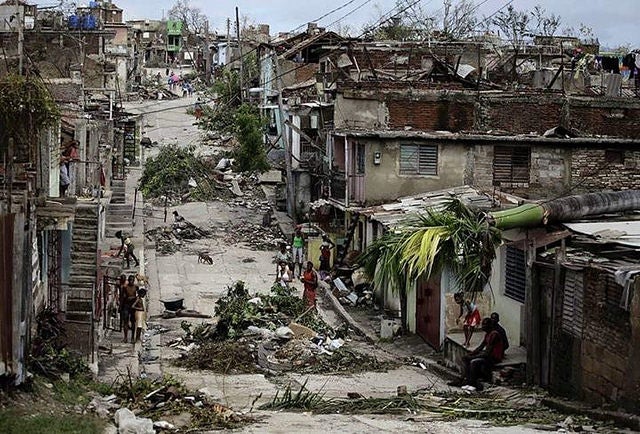 destroyed street in Haiti
