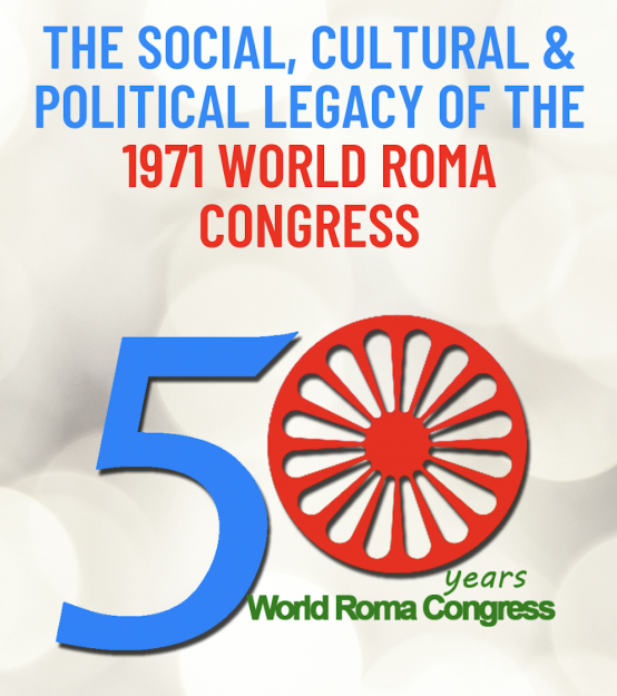 Graphic recognizing the 50th anniversary for the World Roma Congress