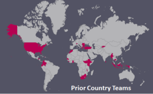 Map of country teams as of 2022