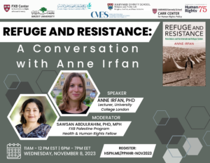 Refuge and Resistance: A Conversation with Anne Irfan webinar flier