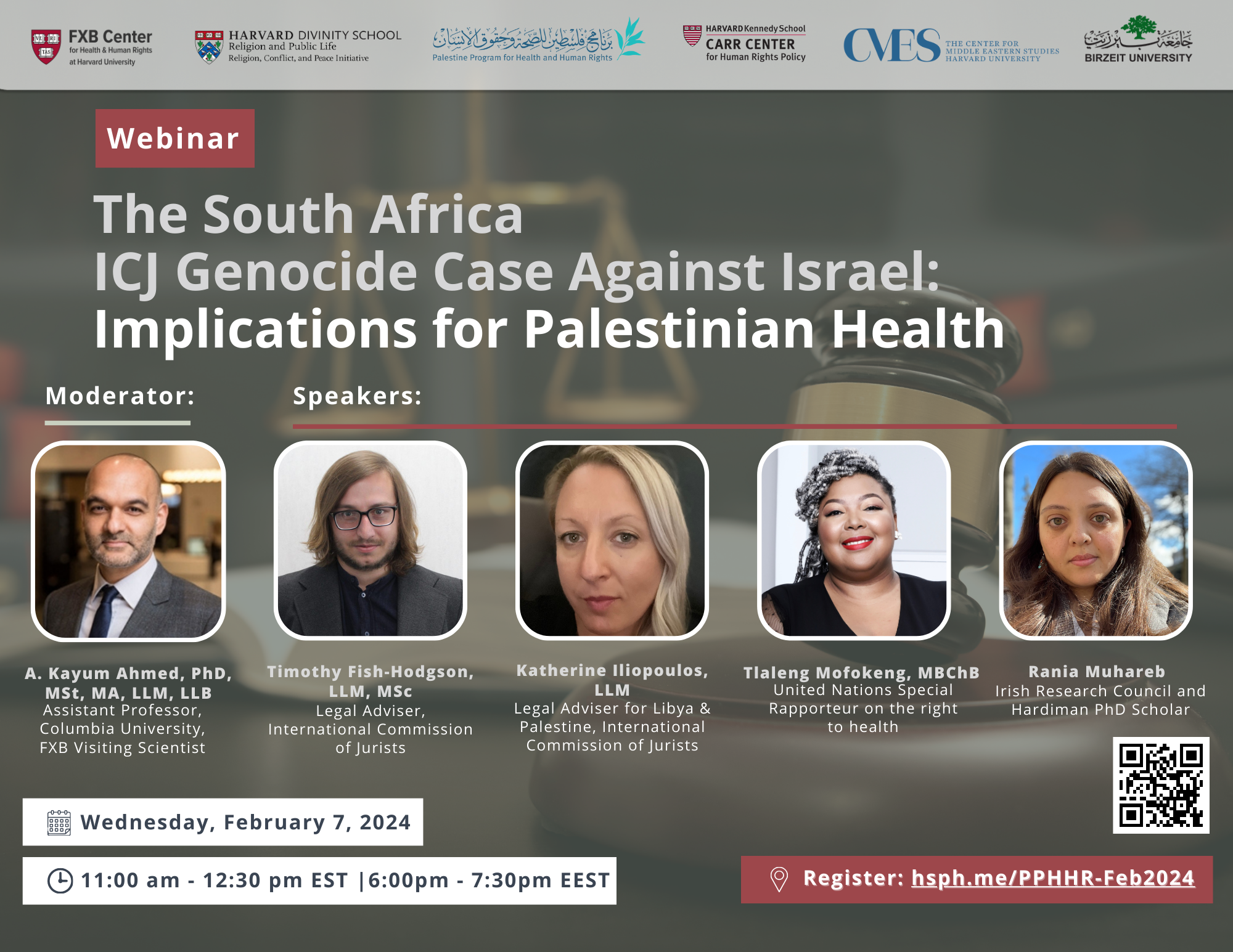 Webinar: The South Africa ICJ Genocide Case Against Israel: Implications for Palestinian Health